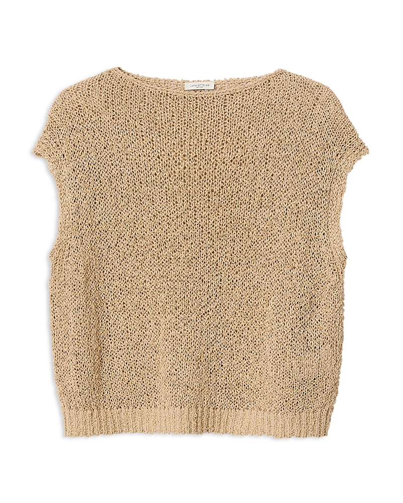 Lafayette 148 Plus Size Cotton Silk Open Knit Pullover Tank In Plaster