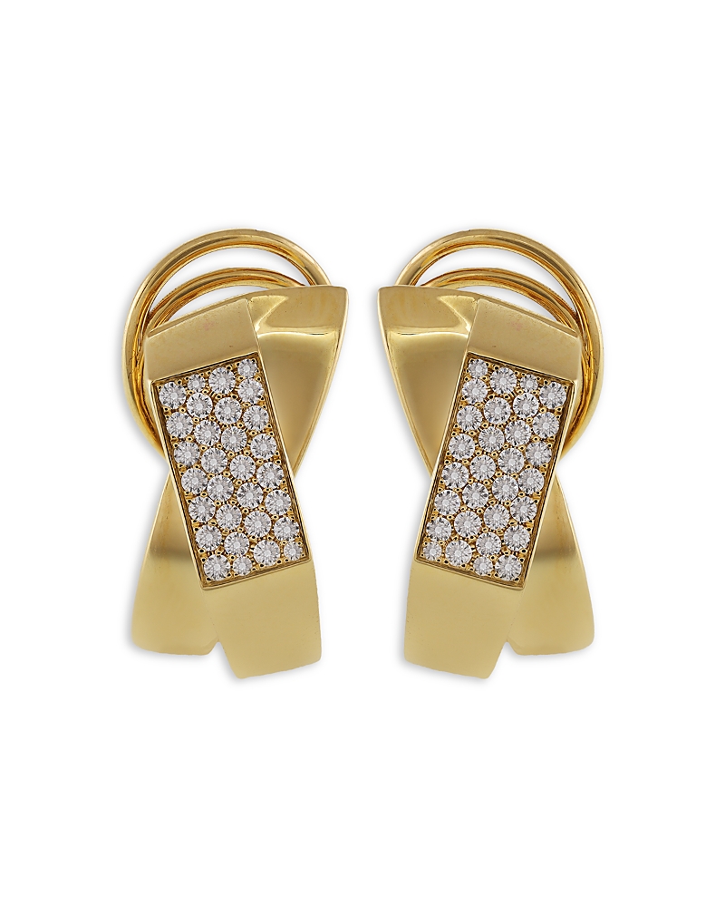 Crivelli 18K Yellow Gold Like Collection Faceted Diamond Pave Earrings