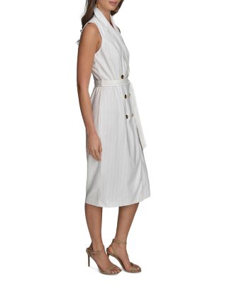 Pinstripe Belted Jacket Dress