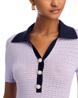 Lilac Pointelle Knit Mini Dress