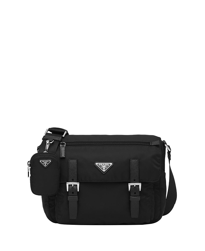 Prada Re-nylon Crossbody Bag Adjustable Strap In Black