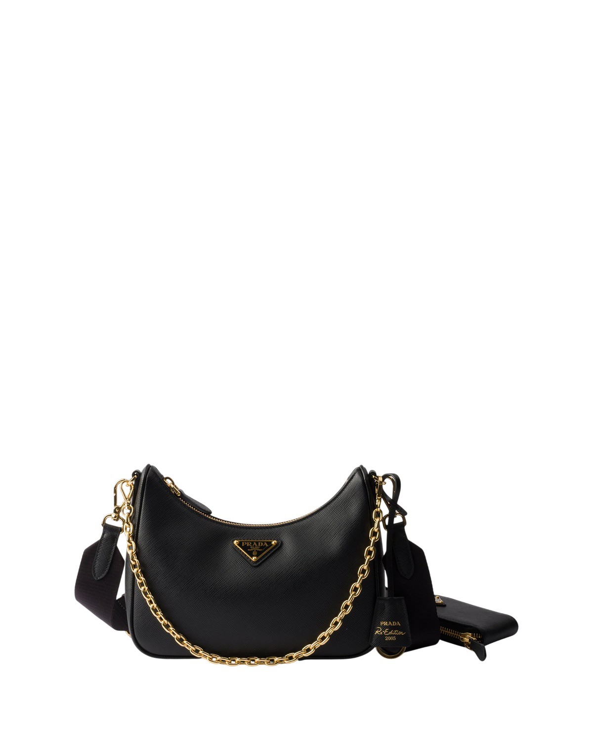 Prada Re-Edition 2005 Saffiano Leather Bag in Black/Gold