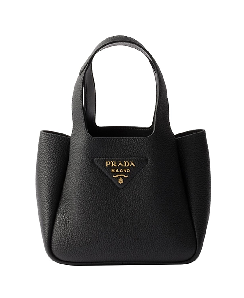 Prada Mini Leather Top-handle Bag In Black