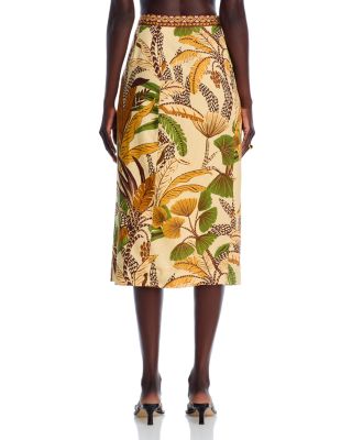 Foliage Sketch Sand Midi Skirt