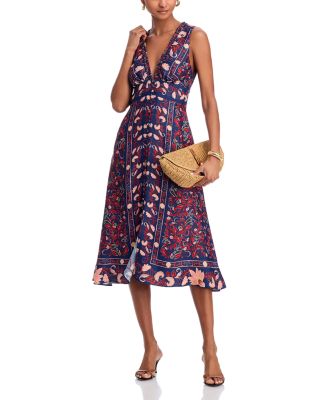 Boho Floral Scarf Midi Dress