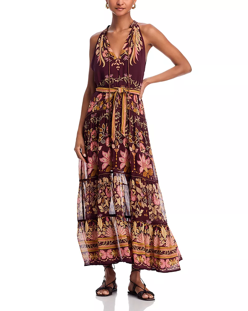 Farm Rio Bella Burgundy Maxi Dress