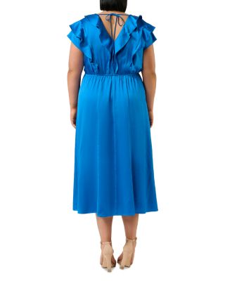 Plus Poseidon Ruffle Neck Midi Dress
