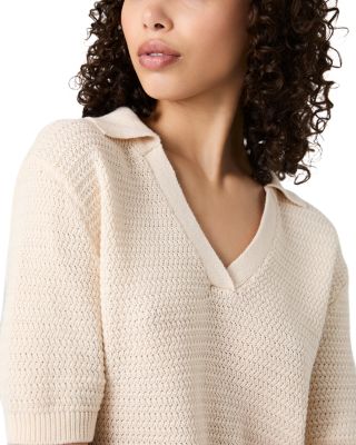 V Neck Collar Short Sleeve Sweater