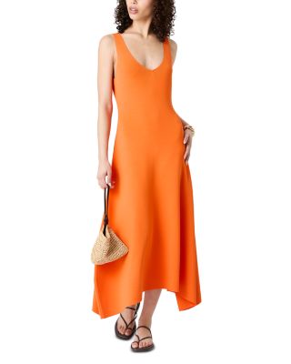 V Neck Knit Fit and Flare Midi Dress