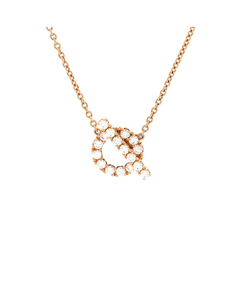 Pre-Owned HERMES Finesse Pendant Necklace 18K Rose Gold and Diamonds