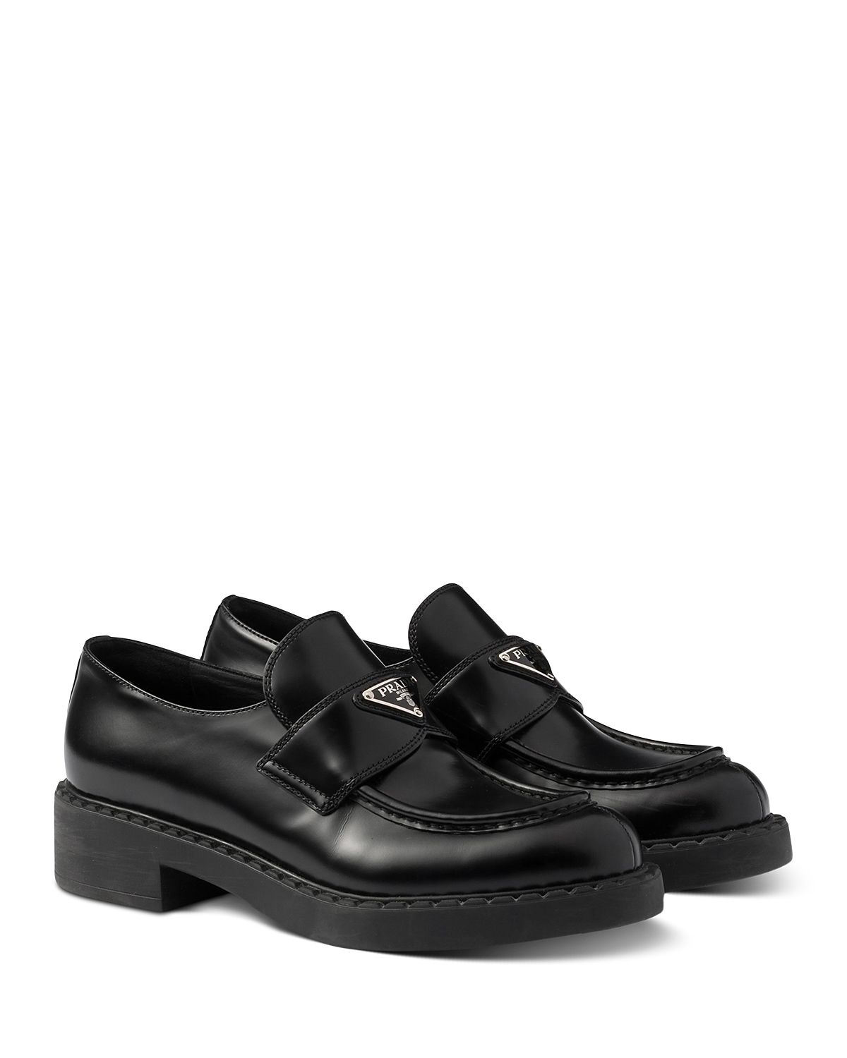 Prada Women's Chocolate Brushed Leather Loafers