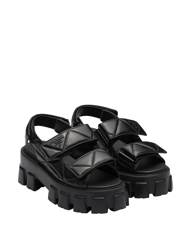 Prada Monolith Nappa Leather Sandals In Black