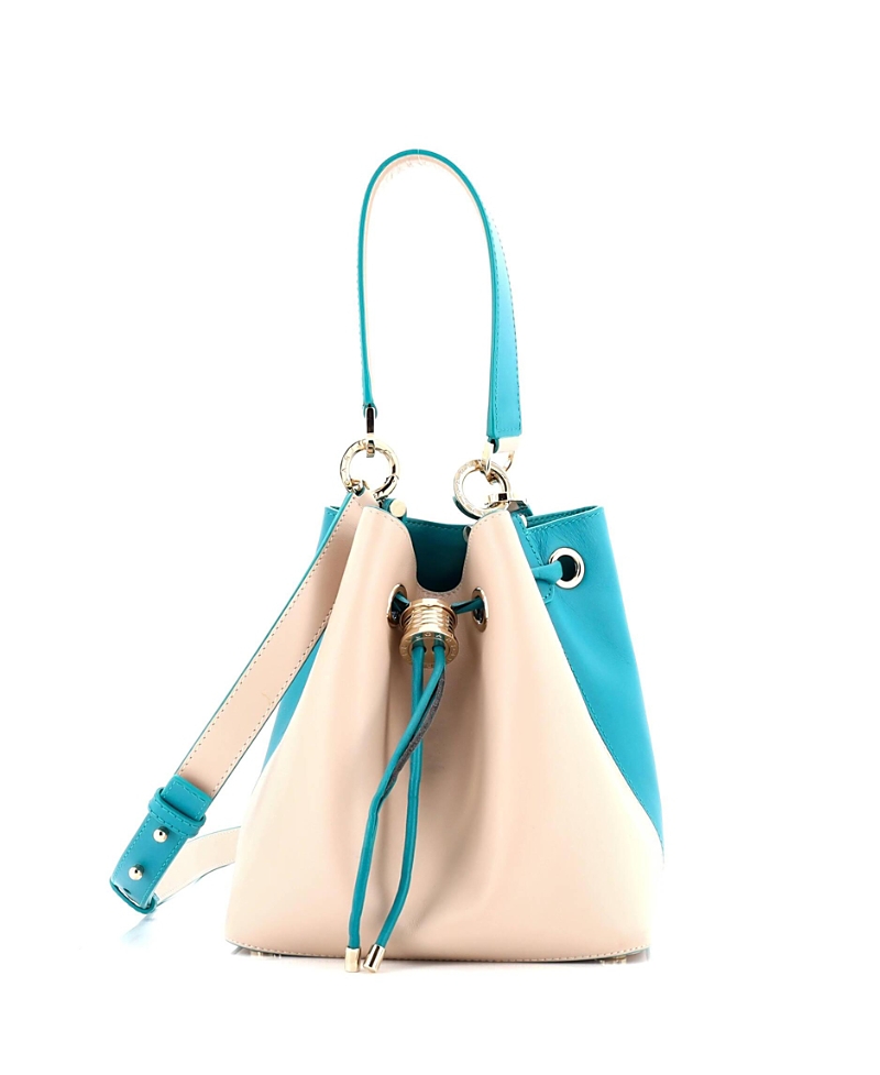 Pre-owned Pre-owned Bvlgari Bvlgari B. Zero1 Bucket Bag Leather In Blue/ Blue/ Natural