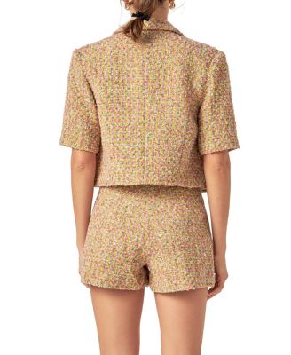 Women's Boucle Cropped Jacket with Trim