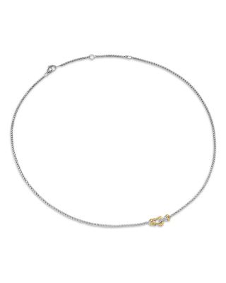 Petite Buckle Necklace in Sterling Silver with 14K Yellow Gold, 16.3mm