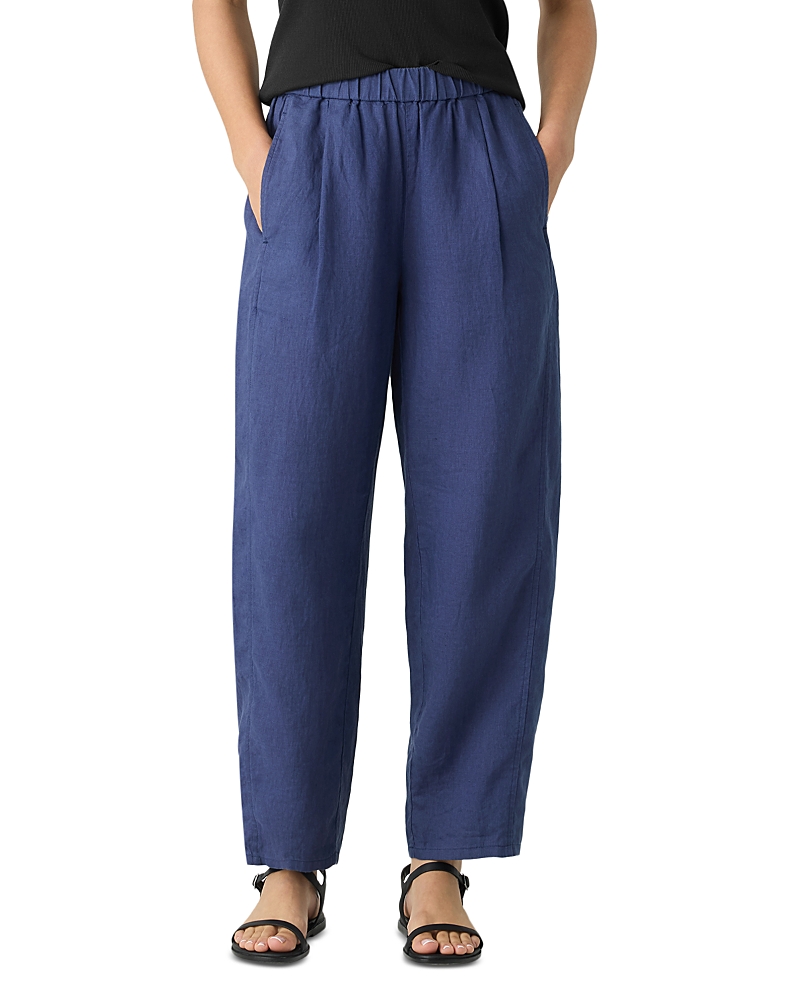 EILEEN FISHER LINEN PLEATED LANTERN ANKLE PANTS