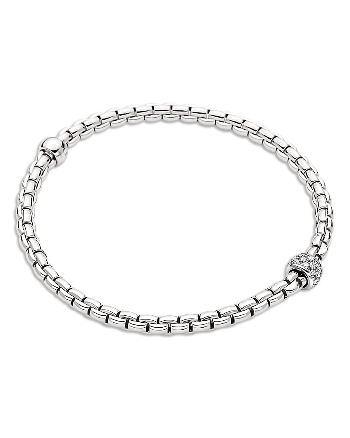 Fope 18K White Gold Eka Diamond Pave Rondelle Flex'it Bracelet