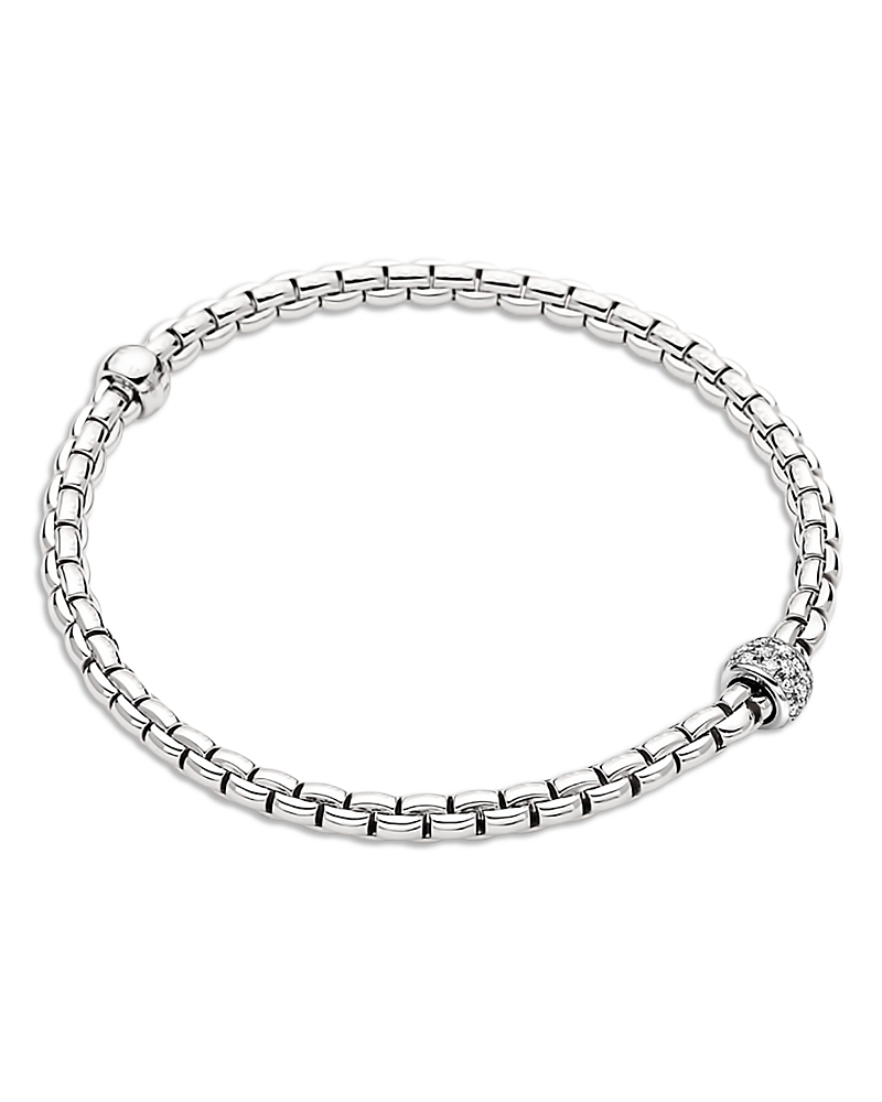 Fope 18k White Gold Eka Diamond Pave Rondelle Flex'it Bracelet In Neutral