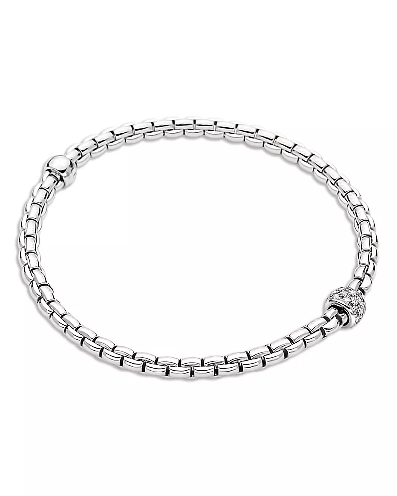 Fope 18K White Gold Eka Diamond Pave Rondelle Flex'it Bracelet