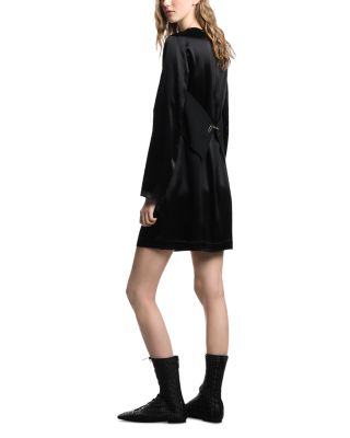 Satin Long Sleeve Shift Dress