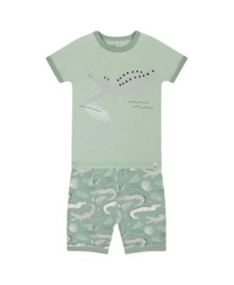 Boys' Organic Cotton Two-Piece Crocodile Top and Short Pajama Set - Little Kid