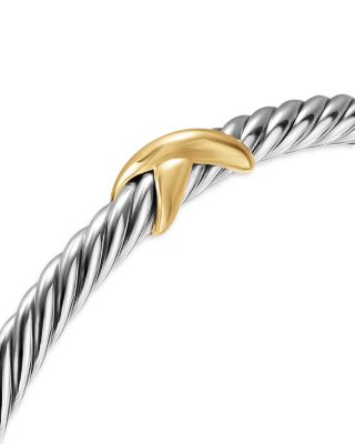 Cable Flex X Station Bracelet in Sterling Silver with 14K Yellow Gold, 4mm