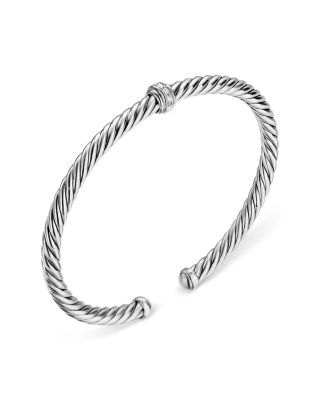 Cable Flex Station Bracelet in Sterling Silver with Diamonds, 4mm