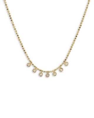 Zoe Lev - 14K Yellow Gold Diamond Bezel Shaker Necklace, 15-17"