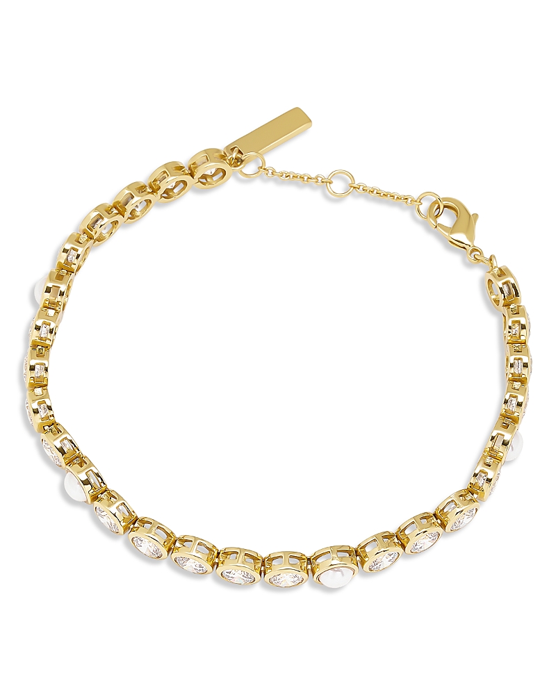 KURT GEIGER VINTAGE CUBIC ZIRCONIA & IMITATION PEARL STRAND BRACELET
