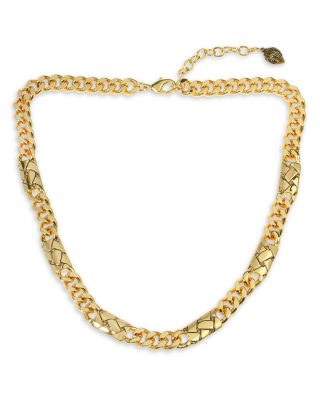 KURT GEIGER LONDON - Crystal Quilted Chain Collar Necklace, 16-18"