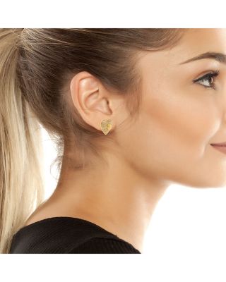 Signature Eagle Pav&eacute; Heart Stud Earrings