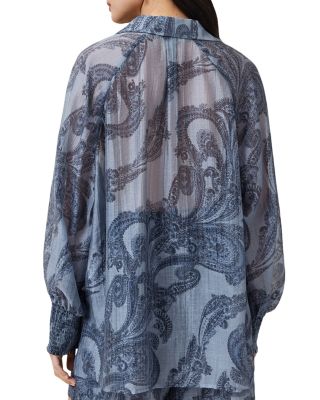 Isla Printed Smocked Cuff Shirt