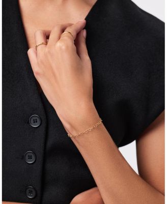 Solid Yellow Gold Heart Chain Bracelet