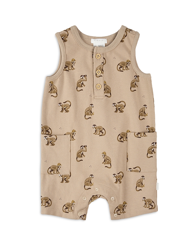 Firsts By Petit Lem Boys' Monkey Print Sleeveless Romper - Baby
