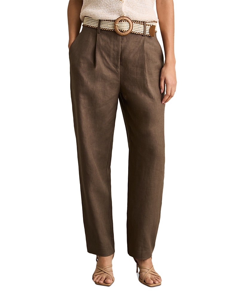 Reiss Womens Beau Tapered-leg Linen Trousers Mink Neutral In Mink Neutr