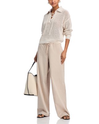 Sequin Open Stitch Lace Up Sweater - Exclusive