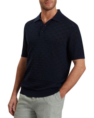 Ted Baker - Waterby Short Sleeve Silk and Cotton Textured Polo