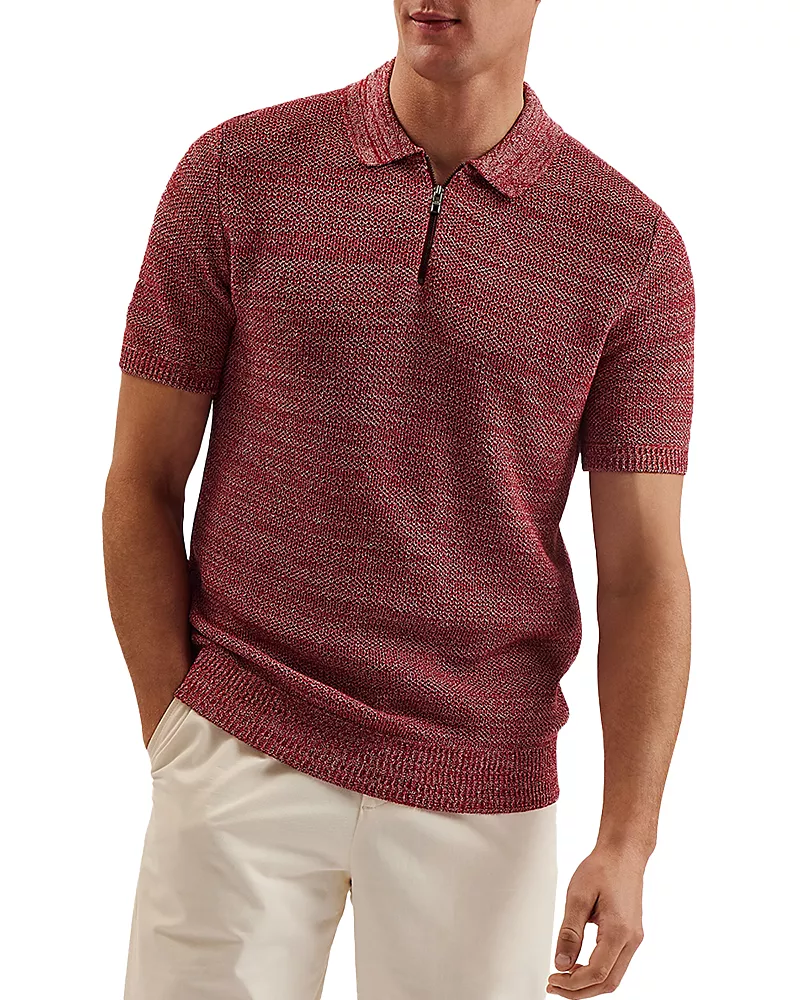Ted Baker Blossam Textured Quarter Zip Polo Shirt