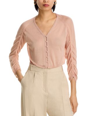 Ruched Sleeve Cropped Cardigan