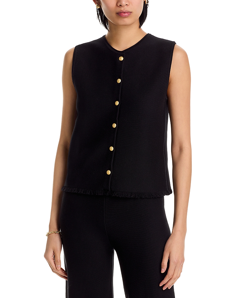 Kobi Halperin Tobias Sleeveless Fringed Button-down Sweater