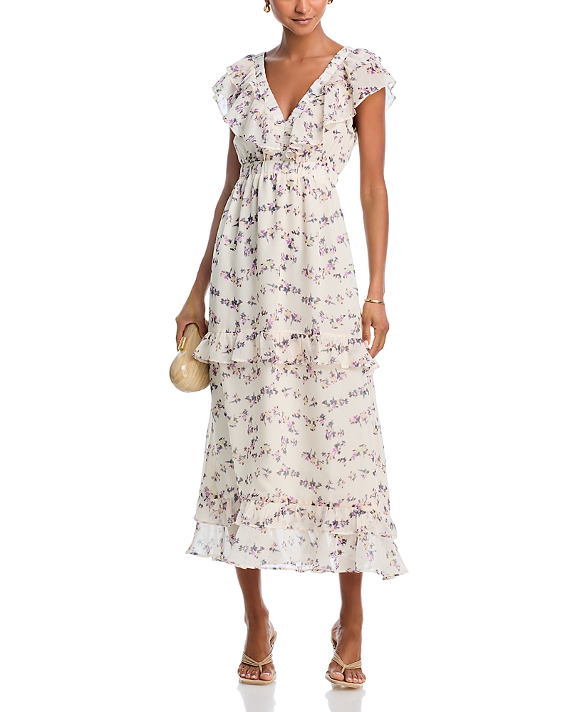 AQUA FLORAL TWIST FRONT MAXI DRESS - EXCLUSIVE