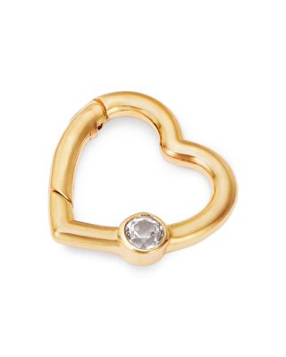 14K Yellow Gold White Topaz Bezel Heart Charm Holder