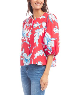 Puff Sleeve Button Front Shirt