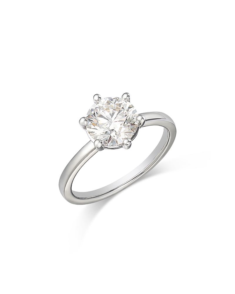 Bloomingdale's Fine Collection Certified Lab Grown Round Diamond Engagement Ring in 18K White Gold, 2.0 tcw