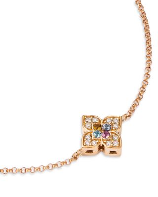18K Rose Gold Venetian Princess Carnival Multi Gemstone & Diamond Flower Bracelet