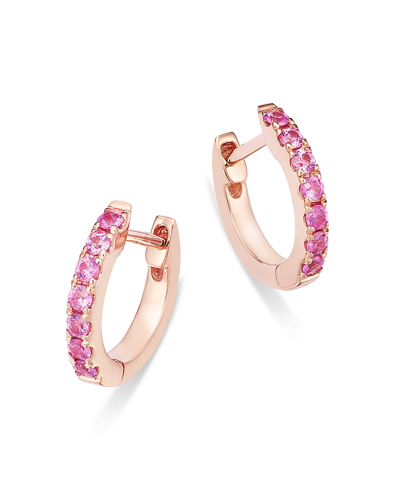 Bloomingdale's Fine Collection Pink Sapphire Huggie Hoop Earrings in 14K Rose Gold