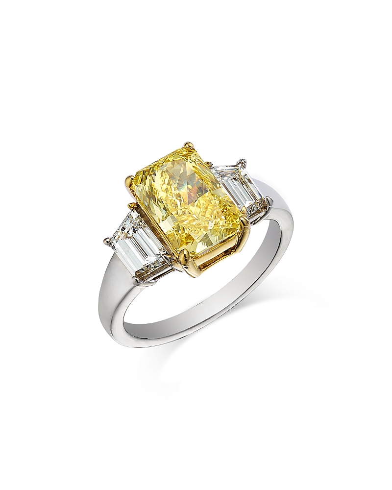 Bloomingdale's Fine Collection Certified Lab Grown White & Yellow Radiant Cut Diamond Engagement Ring In 18k White & Yellow Gold, 4