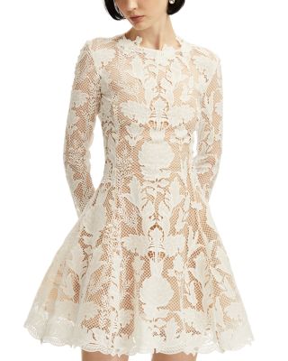Oscar de la Renta - Long Sleeve Artichoke Guipure Mini Dress
