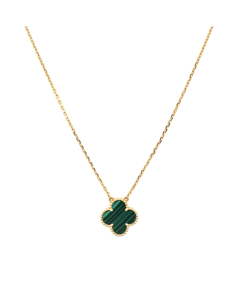 Pre-owned Pre-owned Van Cleef & Arpels Van Cleef & Arpels Vintage Alhambra Pendant Necklace 18k Gold And Malachite