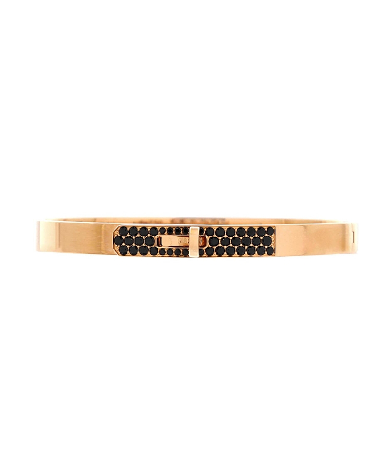PRE-OWNED HERMES PRE-OWNED HERMES SMALL KELLY BRACELET 18K ROSE GOLD WITH PAVE BLACK SPINELS
